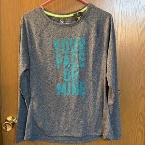 Gray Kids Shirt with Blue Text